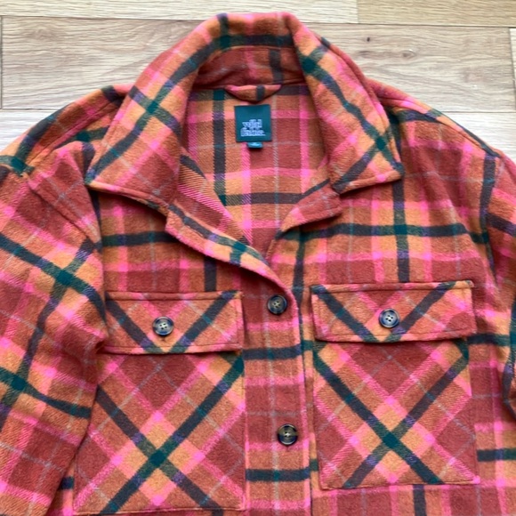 Wild Fable pink and Orange Plaid oversized  shacket - Picture 3 of 8